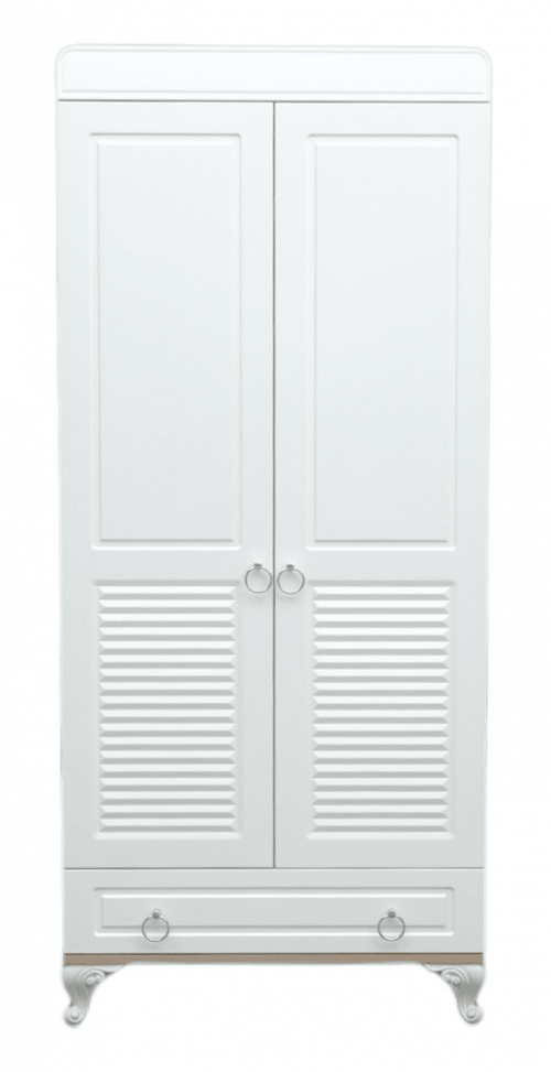 Шкаф Lovely baby ESLA 2-дверный белый/деревянная вставка - фото 1