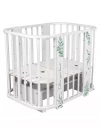 Кроватка-трансформер Indigo Green Line 5 в 1 с маятником 100*70 / 140*70 (закругленный) травинки