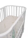Кроватка-трансформер Indigo Green Line 5 в 1 с маятником 100*70 / 140*70 (закругленный) травинки