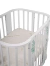 Кроватка-трансформер Indigo Green Line 5 в 1 с маятником 100*70 / 140*70 (закругленный) травинки