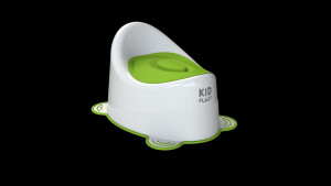 Горшок KidPlast Uniks белый-зеленый с зеленой крышкой