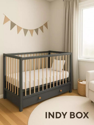 Кроватка Rant Indy Box с маятником 120*60 Moon Grey