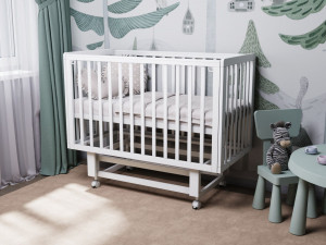 Кроватка Lunna Papi Exclusive 120*60 с маятником на колесах белый