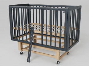 Кроватка Lunna Papi Exclusive 120*60 с маятником на колесах графит бук