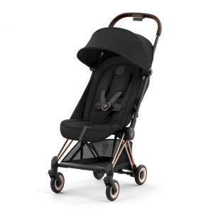 Коляска прогулочная Cybex Coya Rosegold Sepia Black с бампером и дождевиком